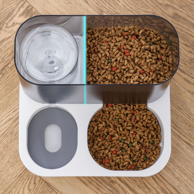 Automatische voerbak voor katten, voer voor huisdieren, drinkwatercontainer, 2-in-1 kom, kitten, puppywaterdispenser, transparante hondenbenodigdheden